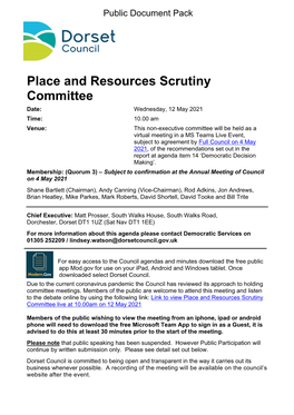 (Public Pack)Agenda Document for Place and Resources Scrutiny