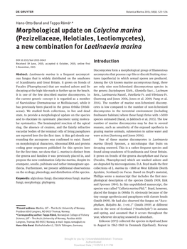 (Pezizellaceae, Helotiales, Leotiomycetes), a New Combination for Laetinaevia Marina