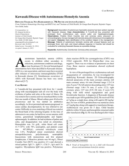 Kawasaki Disease with Autoimmune Hemolytic Anemia