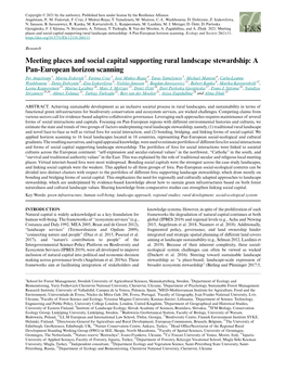 Meeting Places and Social Capital Supporting Rural Landscape Stewardship: a Pan-European Horizon Scanning