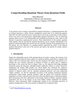 Comprehending Quantum Theory from Quantum Fields