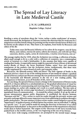 The Spread of Lay Literacy in Late Medieval Castile