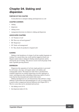 Chapter D4. Slaking and Dispersion