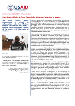 Civic Justice Model: a Great Example for Violence Prevention in Mexico