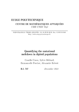 ECOLE POLYTECHNIQUE Quantifying the Mutational