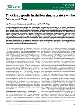 Thick Ice Deposits in Shallow Simple Craters on the Moon and Mercury