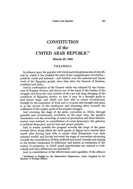 1964 Constitution of the United Arab Republic