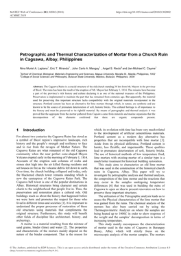 Petrographic and Thermal Characterization of Mortar from a Church Ruin in Cagsawa, Albay, Philippines
