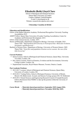 Elizabeth Clare CV October 2019