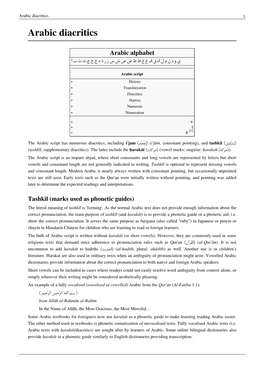 Arabic Diacritics 1 Arabic Diacritics