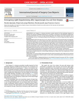 Emergency Right Hepatectomy After Laparoscopic Tru-Cut Liver Biopsy