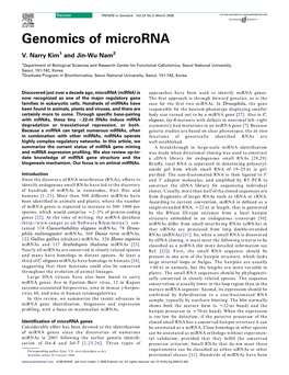 Genomics of Microrna