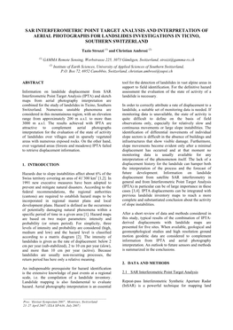 Sar Interferometric Point Target Analysis and Interpretation of Aerial Photographs for Landslides Investigations in Ticino, Southern Switzerland