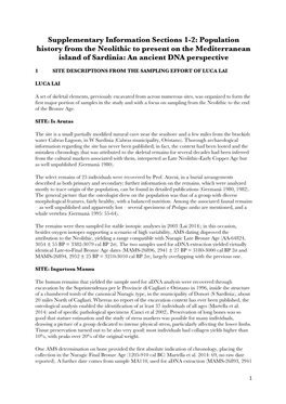 Supplementary Information Sections 1-2: Population History from the Neolithic to Present on the Mediterranean Island of Sardinia: an Ancient DNA Perspective