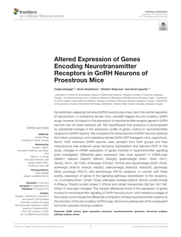 Altered Expression of Genes Encoding Neurotransmitter Receptors in Gnrh Neurons of Proestrous Mice
