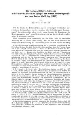 Die Nationalitätenverhältnisse in Der Provinz Posen Im Spiegel Der Letzten Reichstagswahl Vor Dem Ersten Weltkrieg (1912)