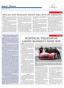 Sceptical Villeneuve Lauds Alonso's Indy