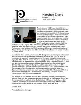 Haochen Zhang Piano 2019 Tour of Asia