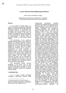 A Local Precipitation Downscaling Approach Ruiz, N. E