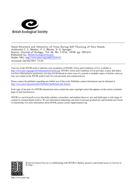 Stand Structure and Allometry of Trees During Self-Thinning of Pure Stands Author(S): C