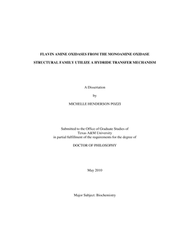 Flavin Amine Oxidases from the Monoamine Oxidase