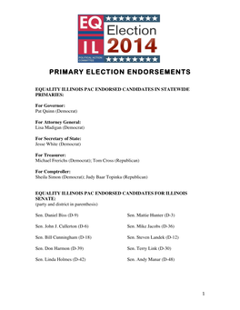 Primary Election Endorsements