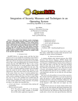 Integration of Security Measures and Techniques in an Operating System (Considering Openbsd As an Example)