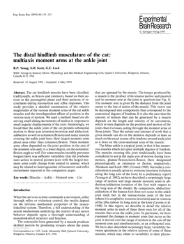 The Distal Hindlimb Musculature of the Cat: Multiaxis Moment Arms at the Ankle Joint