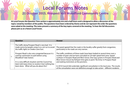Local Forums Notes 21 October 2015, Prospect Hall Woodford Community Centre