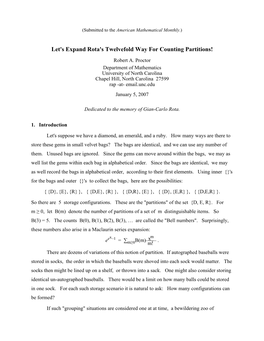 Let's Expand Rota's Twelvefold Way for Counting Partitions!