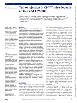 Tumor Rejection in Cblb−/− Mice Depends on IL-9 and Th9 Cells