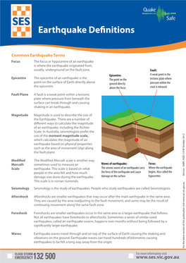 Earthquake Definitions