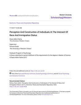 Perception and Construction of Individuals at the Intersect of Race and Immigration Status