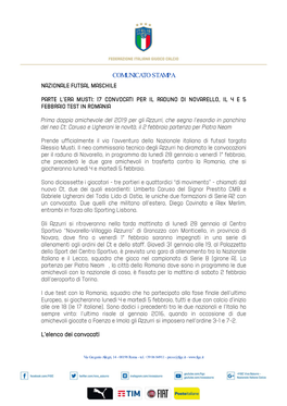 Comunicato Stampa Nazionale Futsal Maschile