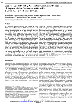 Ursodiol Use Is Possibly Associated with Lower Incidence of Hepatocellular Carcinoma in Hepatitis C Virus–Associated Liver Cirrhosis