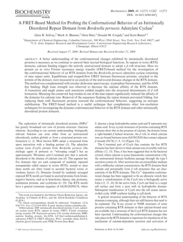 A FRET-Based Method for Probing the Conformational Behavior of an Intrinsically Disordered Repeat Domain from Bordetella Pertussis Adenylate Cyclase† G�Eza R