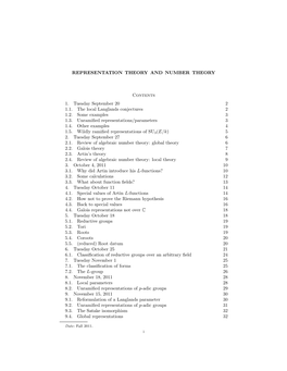 Representation Theory and Number Theory