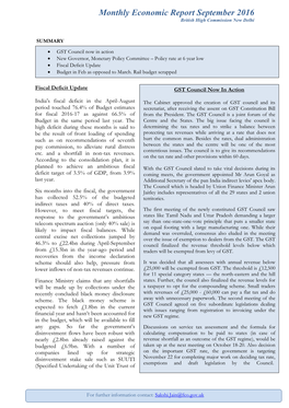 India Monthly Economic Report