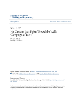 Kit Carson's Last Fight: the Adobe Walls Campaign of 1864 David A