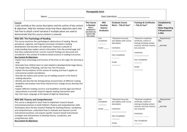 Look Carefully at the Course Description and the Outline of Key Content Is Needed Reading Work – Title & Year* – Title & Year* MSJ: & Objectives