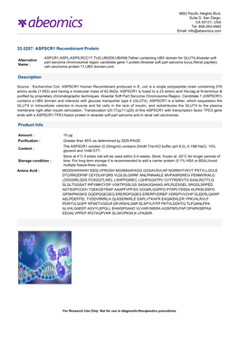 32-3257: ASPSCR1 Recombinant Protein Description Product Info