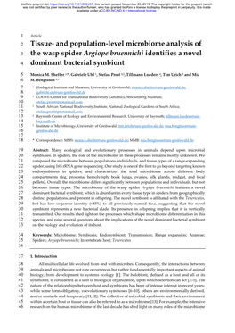 And Population-Level Microbiome Analysis of the Wasp