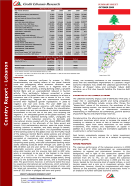 Lebanon Sovereign Ratings Rating Agency Tenor Rating Outlook Standard & Poor's Long-Term B- Stable Short-Term C