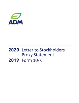 2020 Letter to Stockholders Proxy Statement 2019 Form 10-K Dear Stockholders