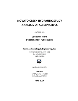 Novato Creek Hydraulic Study Analysis of Alternatives