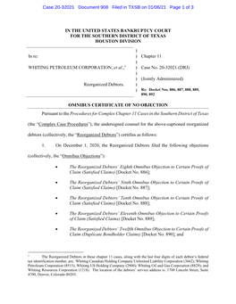 Case 20-32021 Document 908 Filed in TXSB on 01/06/21 Page 1 of 3