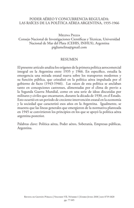 Poder Aéreo Y Concurrencia Regulada: Las Raíces De La Política Aérea Argentina, 1935-1966