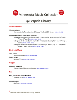 Minnesota Music Collection @Perpich Library