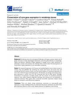 Conservation of Core Gene Expression in Vertebrate Tissues