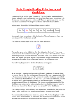 Basic Ten-Pin Bowling Rules Scores and Guidelines